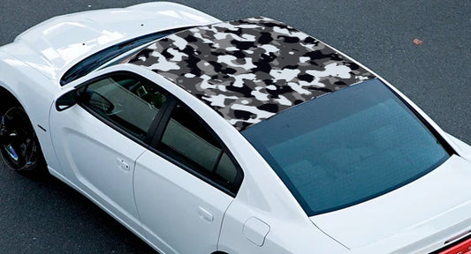 Black and White Camo Roof Wrap